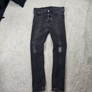 Buck Mason Maverick Slim Fit Size 33x34 (32x31) shrunk Jeans Black Double Dipped